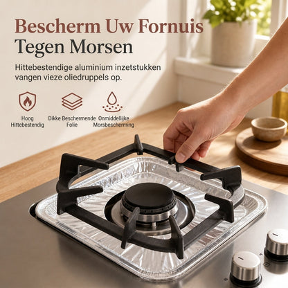 🍳 BEPERKTE TIJD 50% KORTING! 🔥 10‑Pack Zware Folie Gasfornuis Branders BODEN – Diepe Put Voorkomt Spill & Kookplaat Bescherming 🛡️