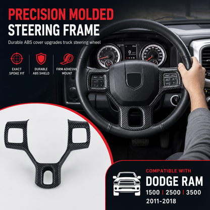 🚛 TIJDELIJK 50% KORTING! ✨ Stuurwiel Sierlijst Cover voor RAM Trucks – Carbon Look, Krasbestendig, Eenvoudige Montage 🛠️