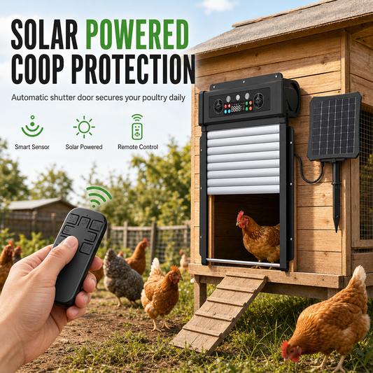 Automatische Kippenhokdeur op Zonne-energie met Afstandsbediening en Klembeveiliging