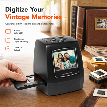⏳ Tijdelijke aanbieding⏳ ✌📸50% KORTING! Draagbare 35mm Film- & Diascanner – 2,36" LCD-scherm voor Eenvoudige Fotodigitalisering
