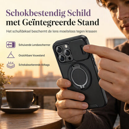Schokbestendige telefoonhoes met schuifdeksel en standaard