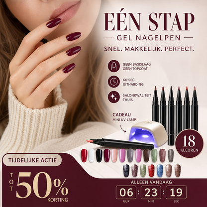 💅✨ KOOP 1 KRIJG 1 GRATIS – One Step Gel Nagelpen met Mini UV Lamp – Perfecte Salonlook Zonder Gedoe