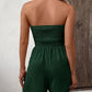 🎉Laatste dag promotie 50% KORTING💃Dames strapless romper met ruche rand, smokwerk en strik aan de voorkant, wijde pijpen
